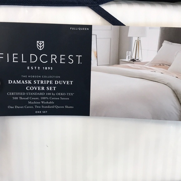 Fieldcrest Bedding Fullqueen White Damask Duvet Cover Set Poshmark